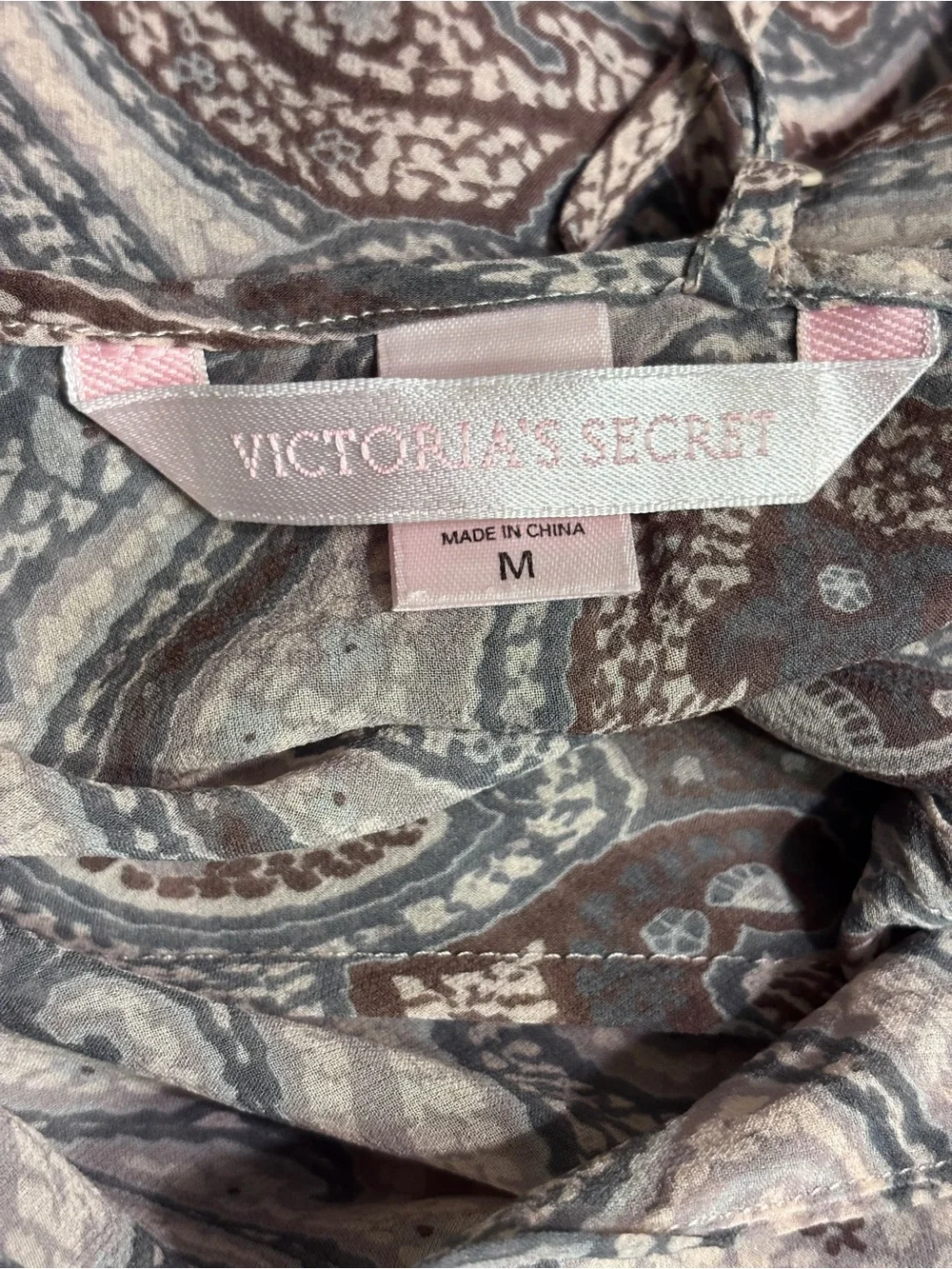 VICTORIA’S SECRET Pink & Grey Paisley Slip Mini Dress Size Medium VINTAGE Y2K